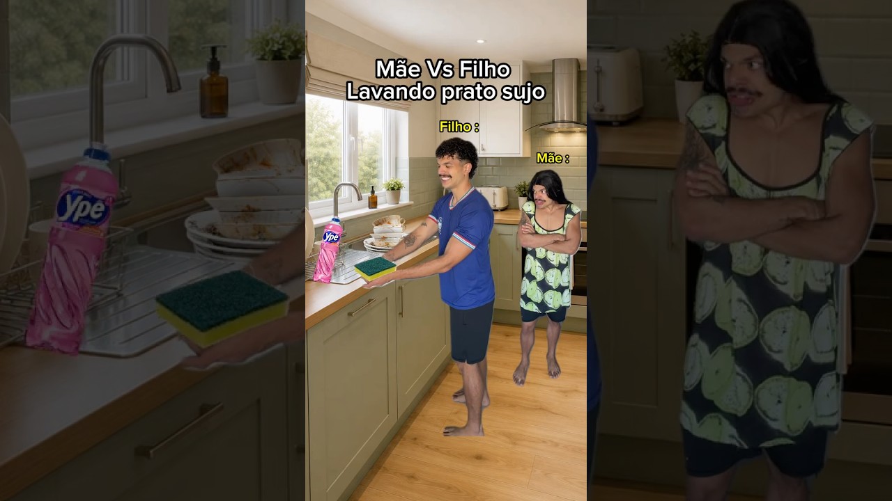 Mãe Vs Filho LAVANDO PRATO SUJO