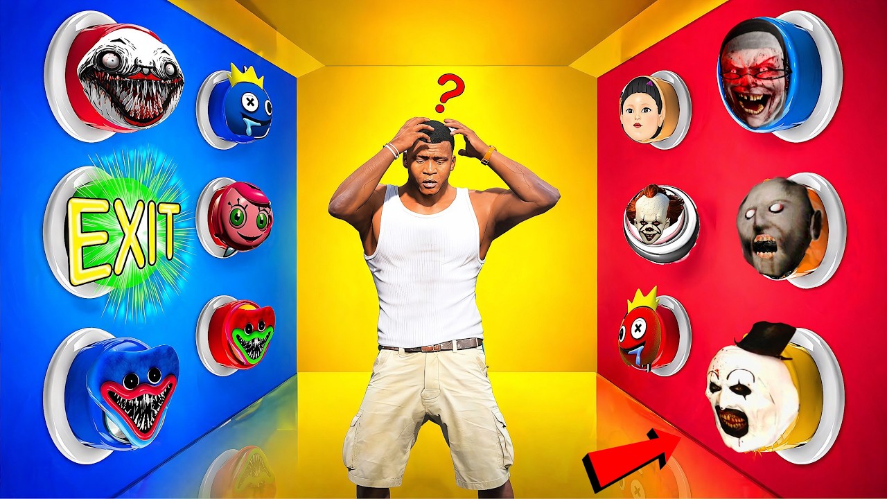 Choose The Right Lucky button To Escape 100 Mystery Button Challenge In GTA 5 ! in Telugu