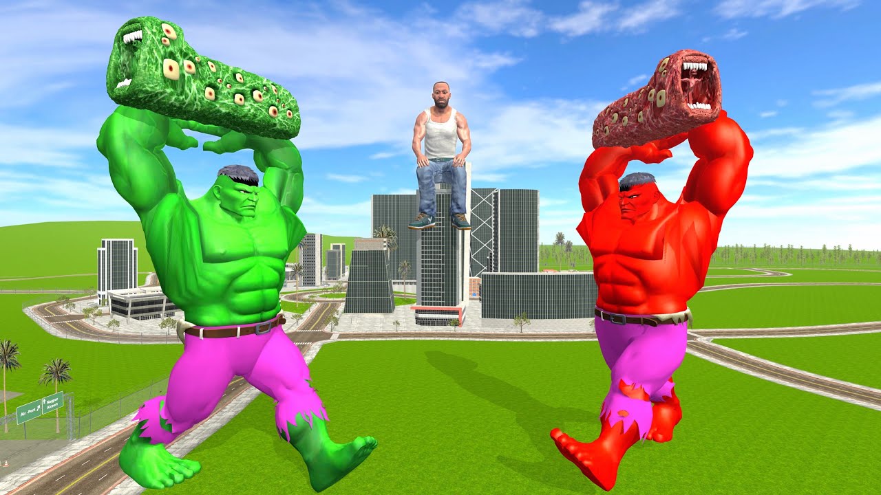 Franklin And Colourful Hulk Vs Colourful Train Eater IN INDIAN BIKES DRIVING 3D