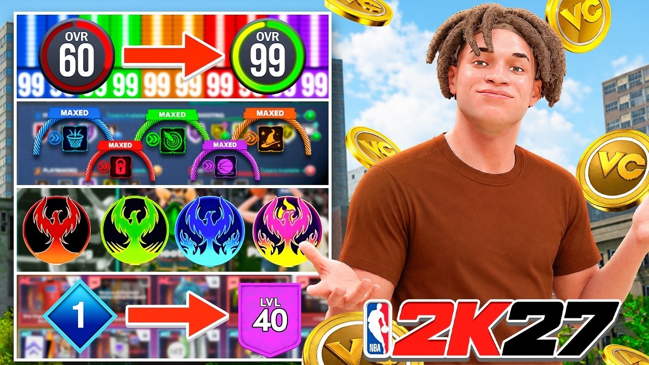 FASTEST WAY TO 99 OVR (AFTER PATCH), MAX BADGES, LVL 40 & REBIRTH, and FREE VC in 1 DAY on NBA 2K27
