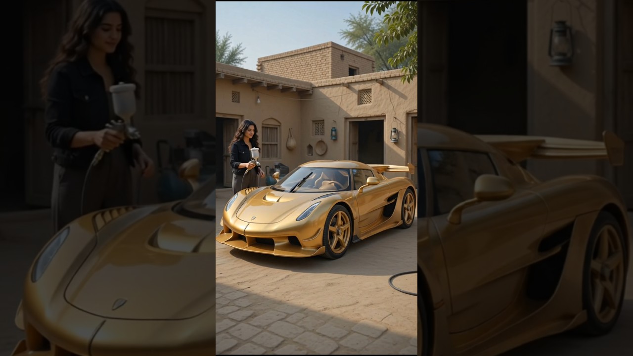 She Built a Golden Supercar From Wood! 😱🔥#koenigsegg #woodcar #carbuild
