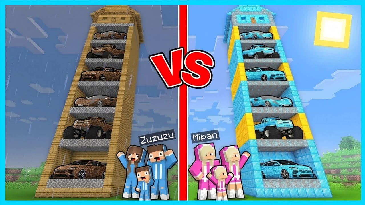 MIPAN & ZUZUZU MASUK KE DALAM TOWER MOBIL MISKIN VS KAYA DI MINECRAFT!
