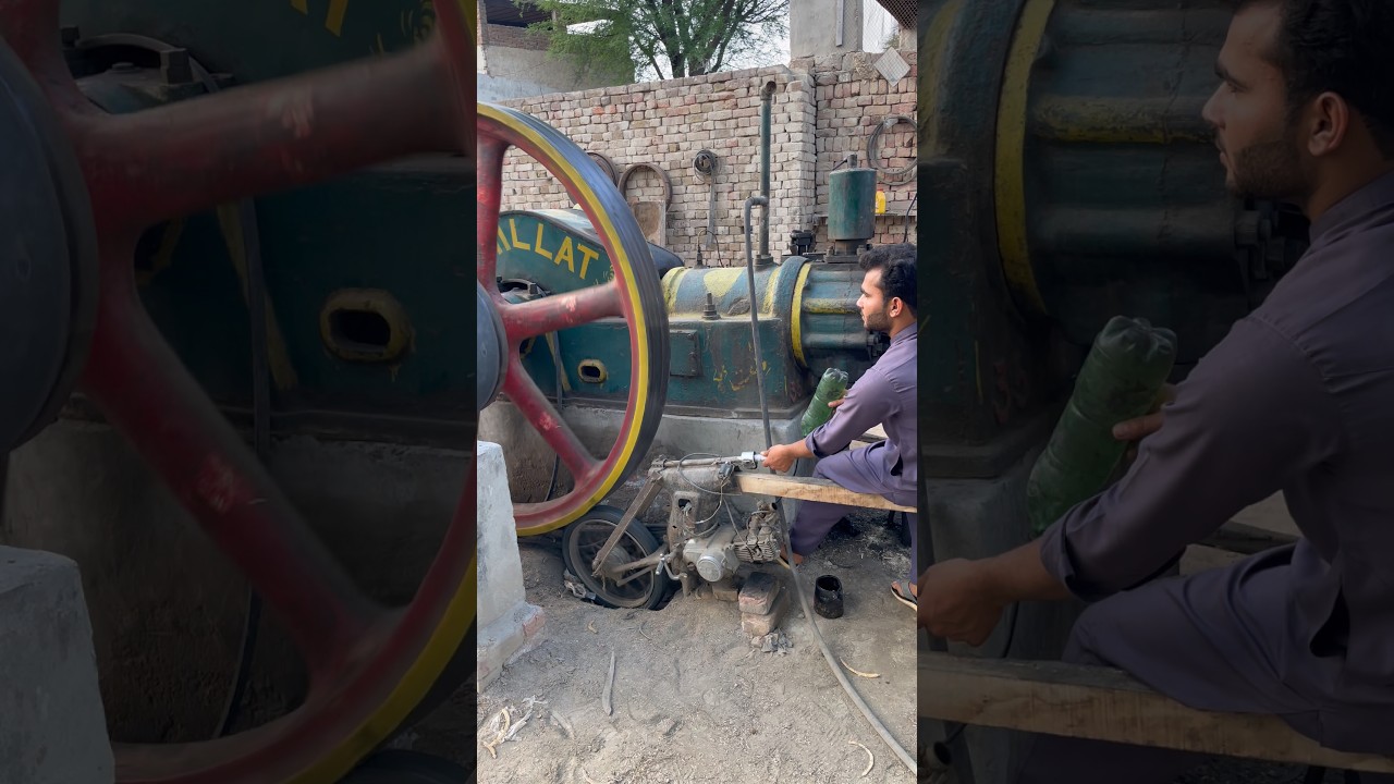 Starting with Bike Old Black Engine!! Amazing working Diesel Engine