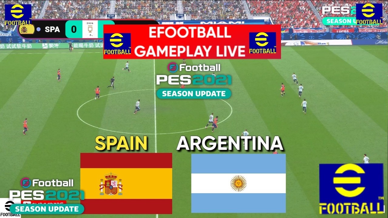eFootball Pes 2021 - Argentina vs Spain I Full Match Simulation I Football Video Game I