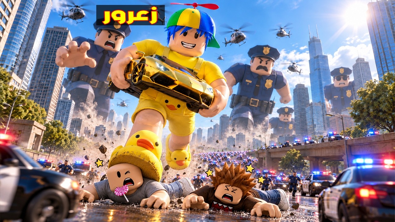 فلم روبلوكس : زعرور العملاق يسرق سيارة لامبرجيني صغيرة و يهرب من مليون شرطي 😱🔥