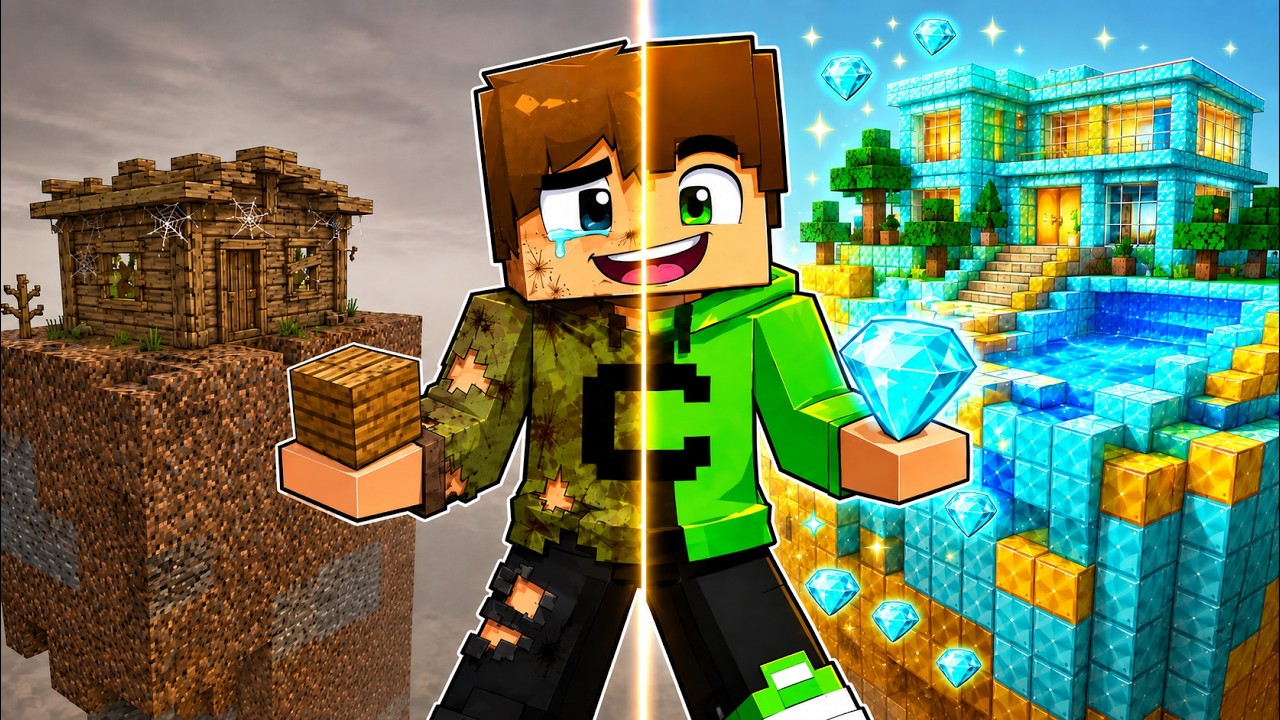 Evolui de Chunk POBRE até MILIONÁRIO no Minecraft!
