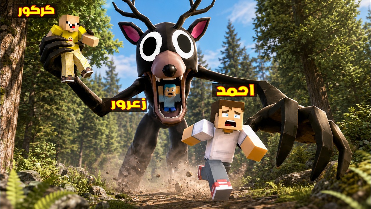 فلم ماين كرافت : غزال زعرور العملاق يكسر راس احمد المسكين في اخطر غابة في العالم ( كركور خائف ) 🔥😂