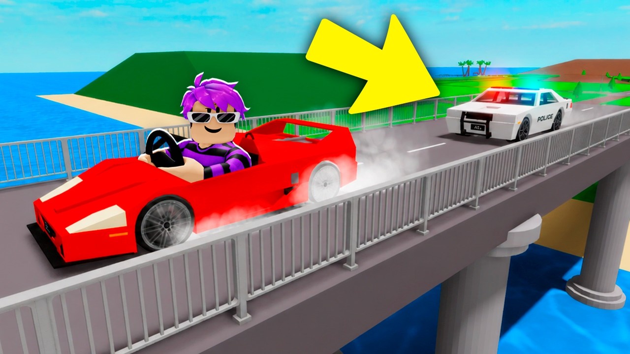 FUGI DA POLÍCIA na PONTE QUE EU CONSTRUI! (Brookhaven)