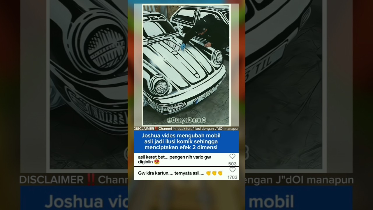 Joshua vides mengubah mobil asli jadi ilusi komik sehingga menciptakan efek 2 dimensi