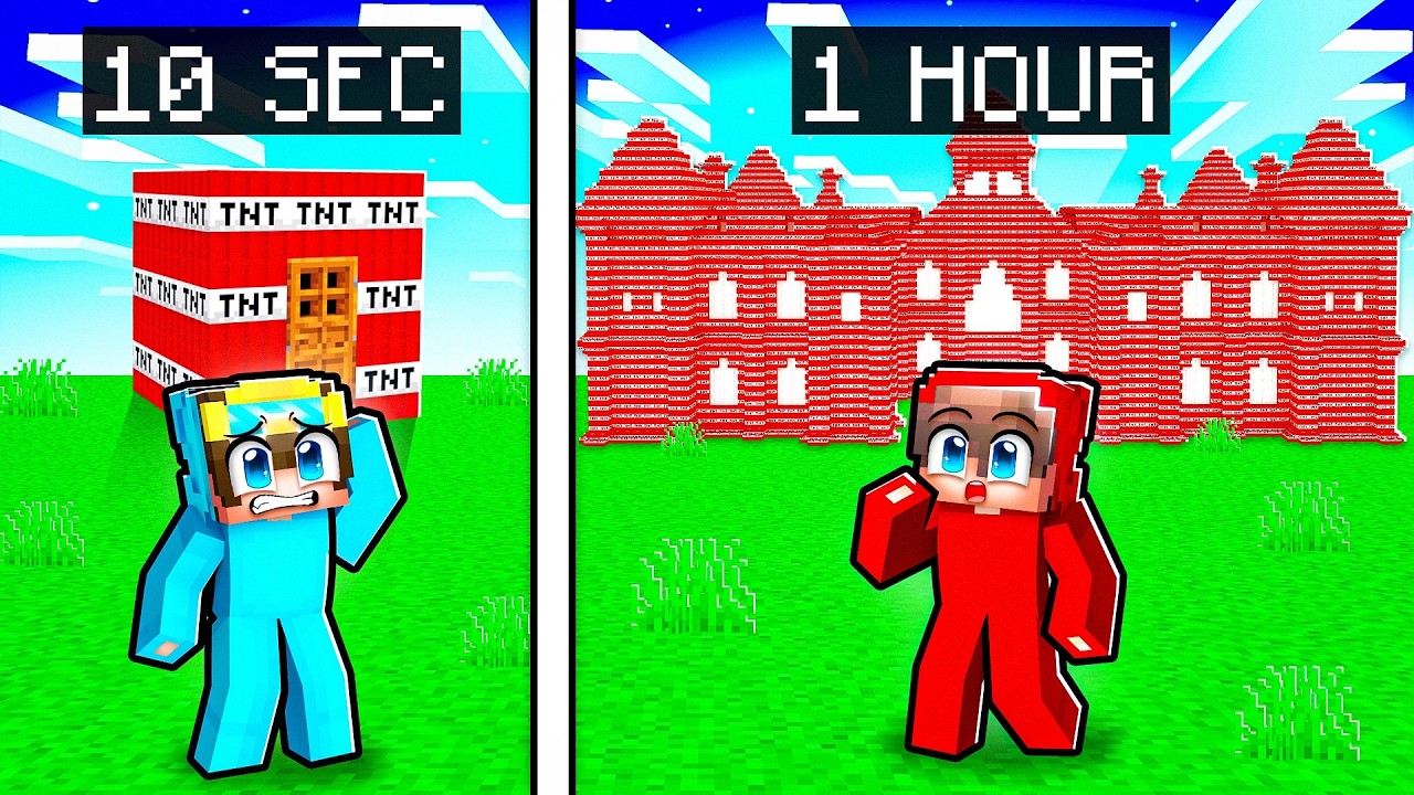 10 Seconds vs 1 Hour TNT HOUSE Build Challenge!