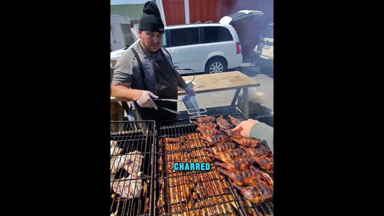 Trying Amish BBQ leg and thighs #amish #amishcountry #farmersmarket #food #amishcommunity
