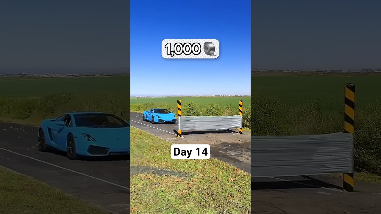 How much tape do we need to stop a Lamborghini?  #mrbeast #car #funny #lamborghini #music #shorts