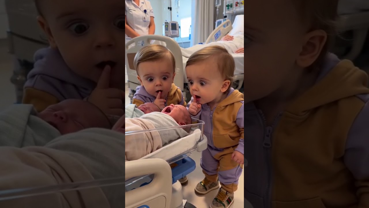 Twin Toddlers Meet Newborns 😂👶#TwinToddlers #NewbornBabies #ToddlerReaction #FunnyToddler #FunnyKids