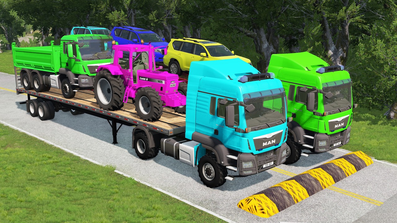 Flatbed Truck Mcqueen | Transportation with Truck - Pothole vs Car # - BeamNG.Drive
