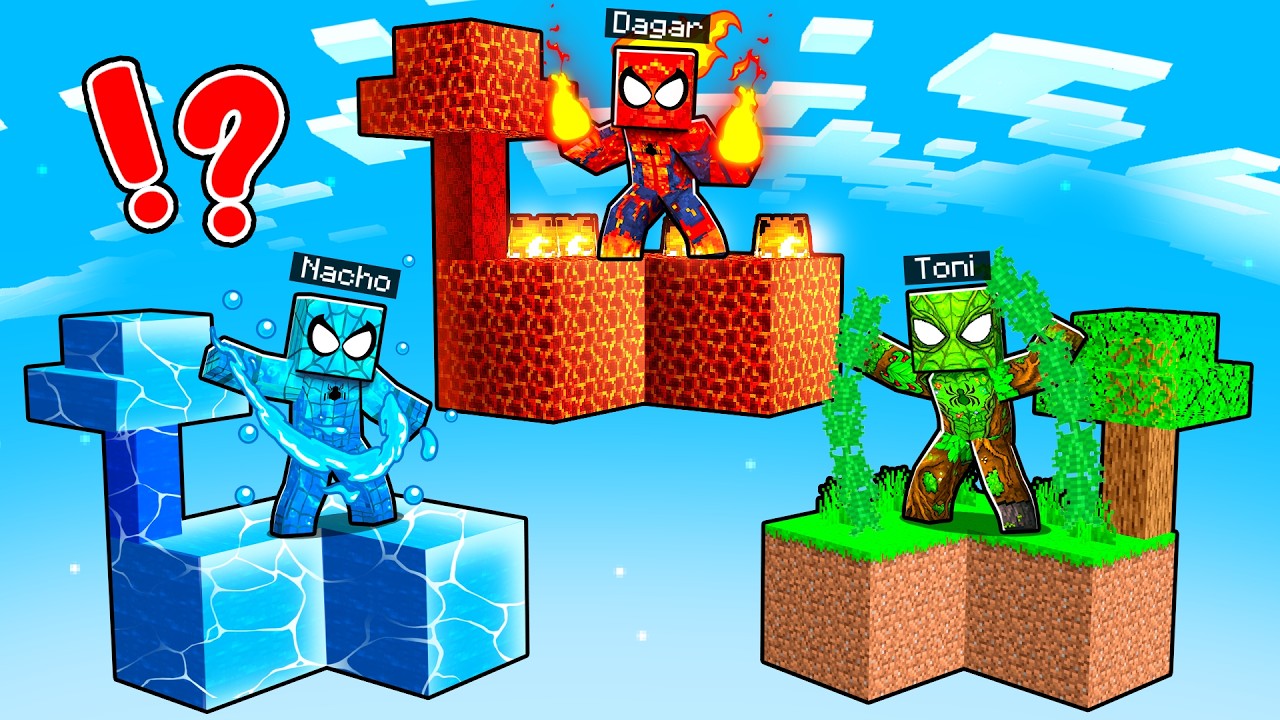 SPIDERMAN ELEMENTALES vs Batalla de ISLAS en Minecraft