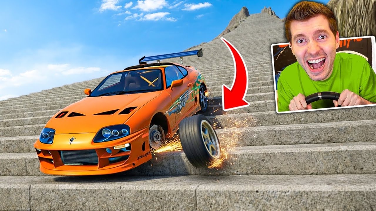 CARRO vs ESCADARIA 190000 DEGRAUS no BeamNG Drive! 