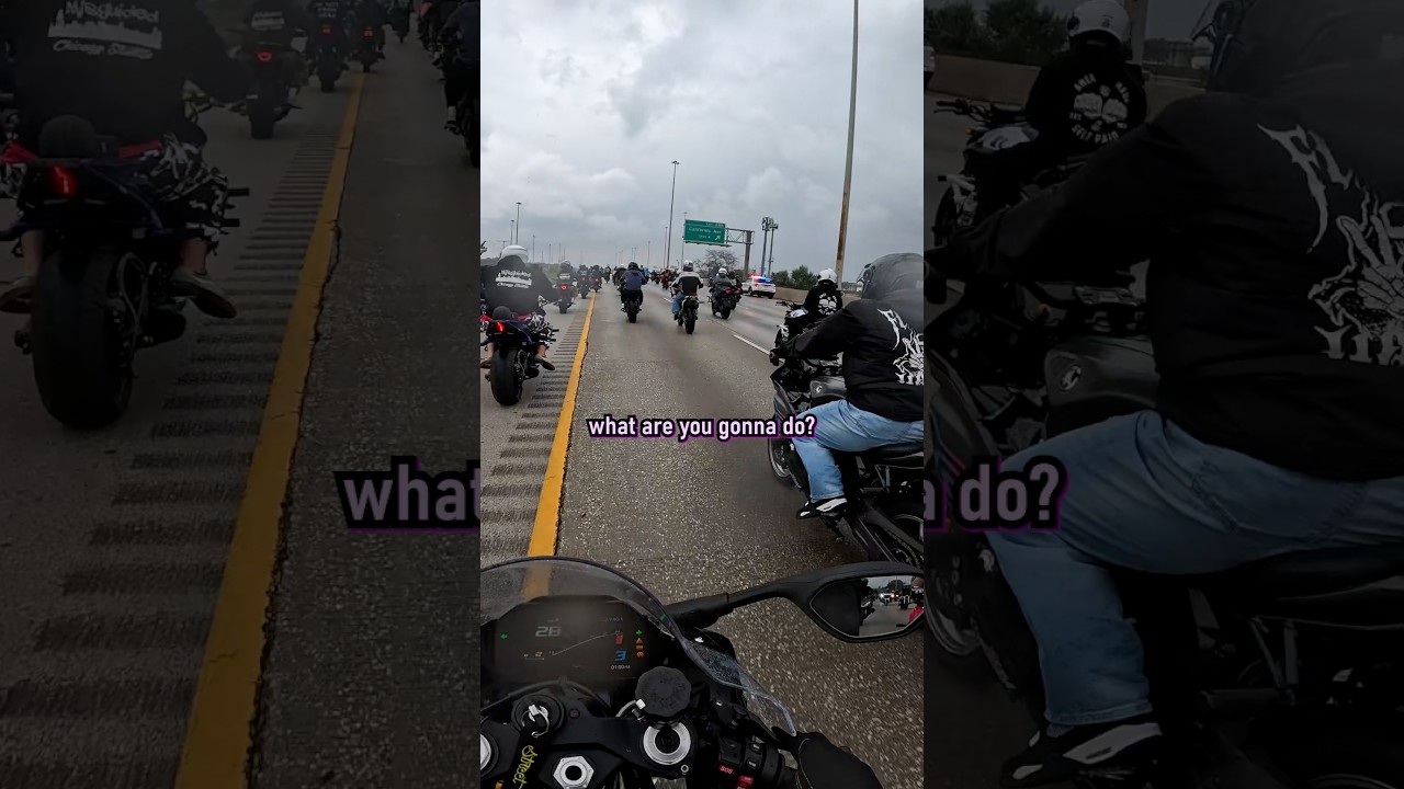 Cop vs 1000 motorcycles