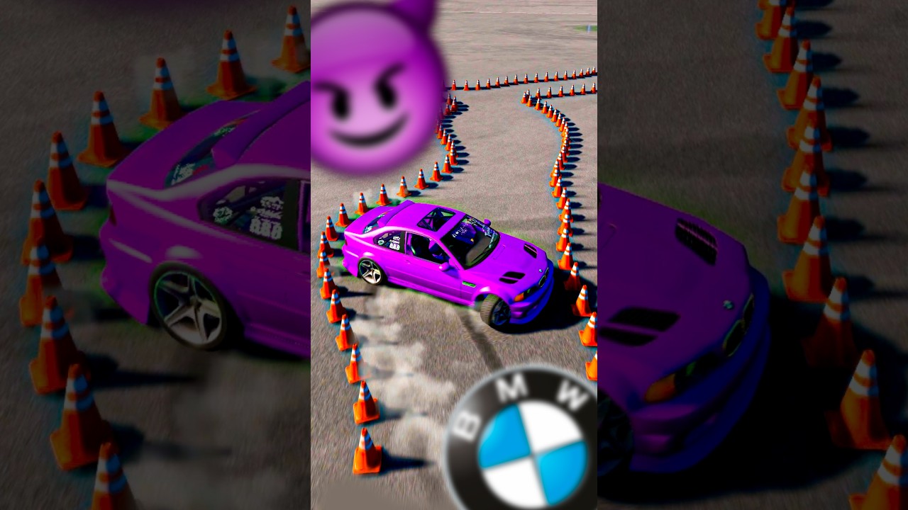 EXTREME BMW M3 E46 DRIFT BETWEEN CONES (BeamNG.drive) 😱 #shorts #bmw #drift