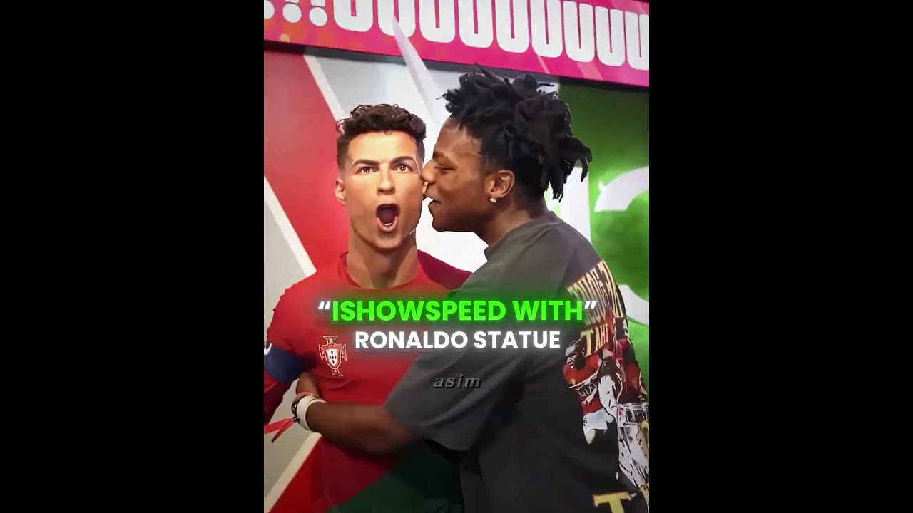 Celine & IShowSpeed With Ronaldo And Messi Statue...🤣🤣