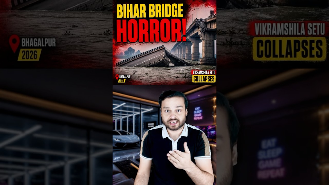 Bihar's BIGGEST Bridge BREAKS & FALLS Into Ganga River! Vikramshila Bridge Bhagalpur NEWS #shorts