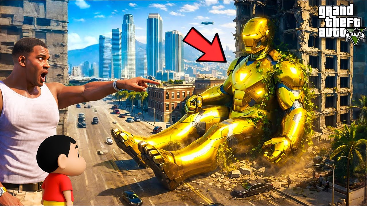 Franklin & Shinchan Found ABANDONED GOLD Iron Suit in GTA 5 😱 Restoring It! Telugu | Dhanu Dino