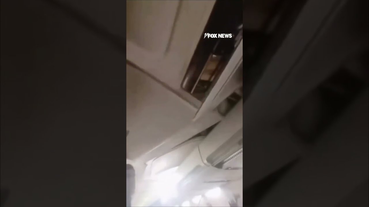 WATCH: Passengers SCREAM as VIOLENT TURBULENCE sends ceiling panels FLYING #shorts #viral #foxnews