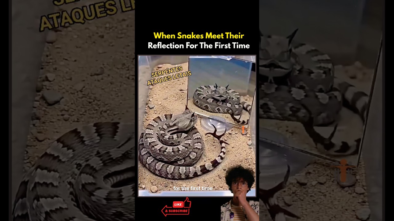 What Happens When Snakes See Themselves In A Mirror? #snake #reaction #snakebehavior #animalvideos