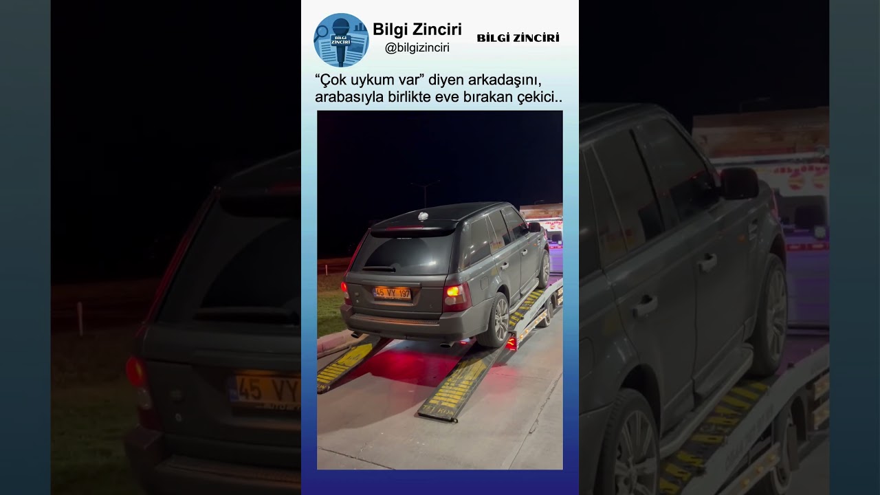 Yorgun Arkadaşını Arabasıyla Yükleyip Eve Bırakan Çekici👏🤔
