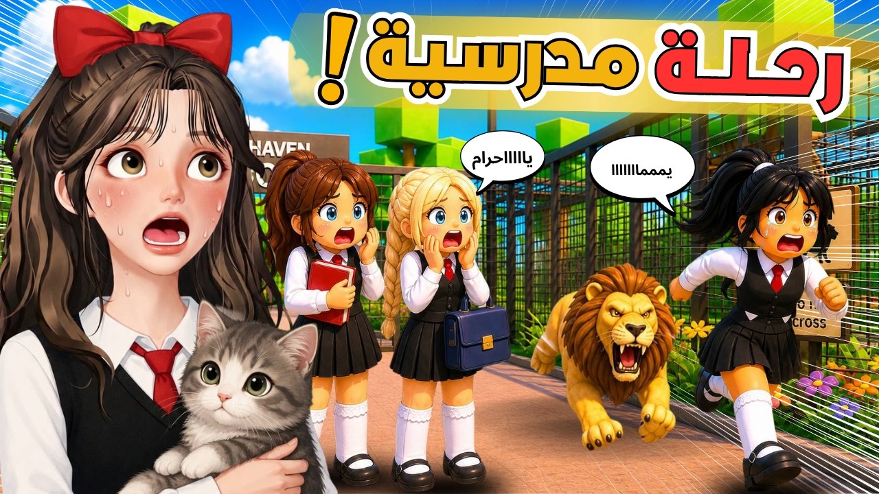 من رحلة مدرسية إلى أسد يلاحقنا🦁😱 ماب البيوت 🏡‼️ روبلوكس