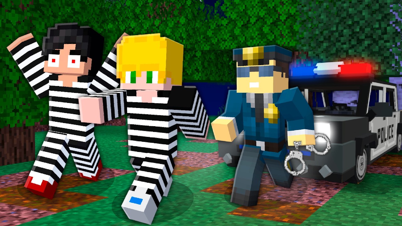 Kass e KR Precisam Fugir da Policia no Minecraft!