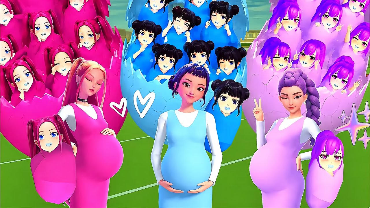 K-POP DEMON HUNTERS GIVE BIRTH TO 1,000 HUNTRIX BABIES COMPILATION 💜💙💖 SAKURA School Simulator 