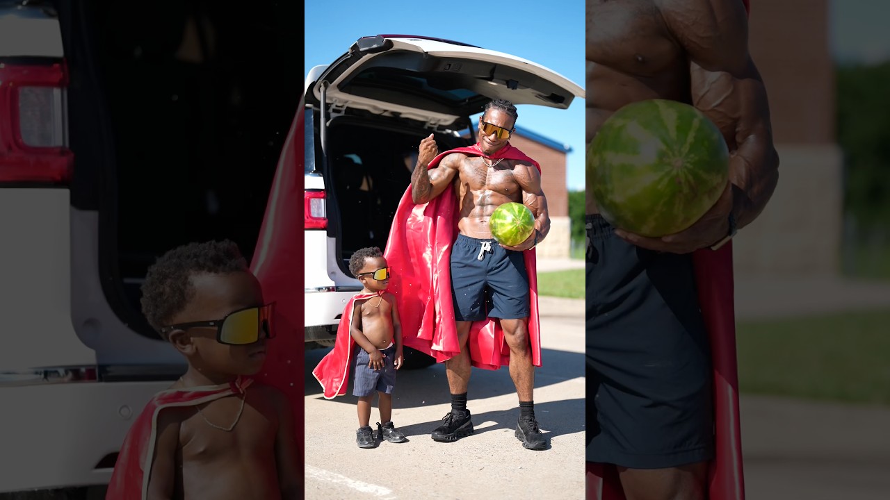 He wanted to play superhero, and I wanted to train like one, so we hit the track and did both💨🦸‍♂️