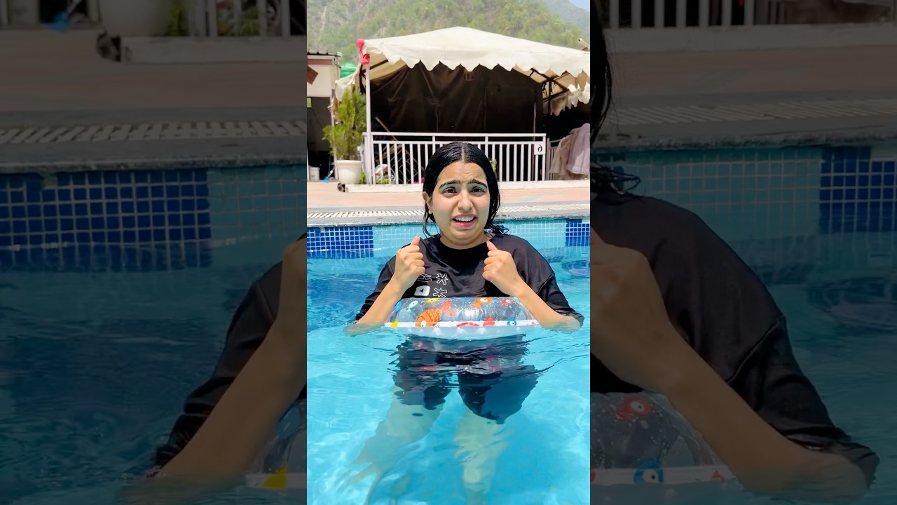 Trip to Rishikesh ⛰️ Thanda Swimming pool 😭 Full video on @Dushyant_kukreja #shorts