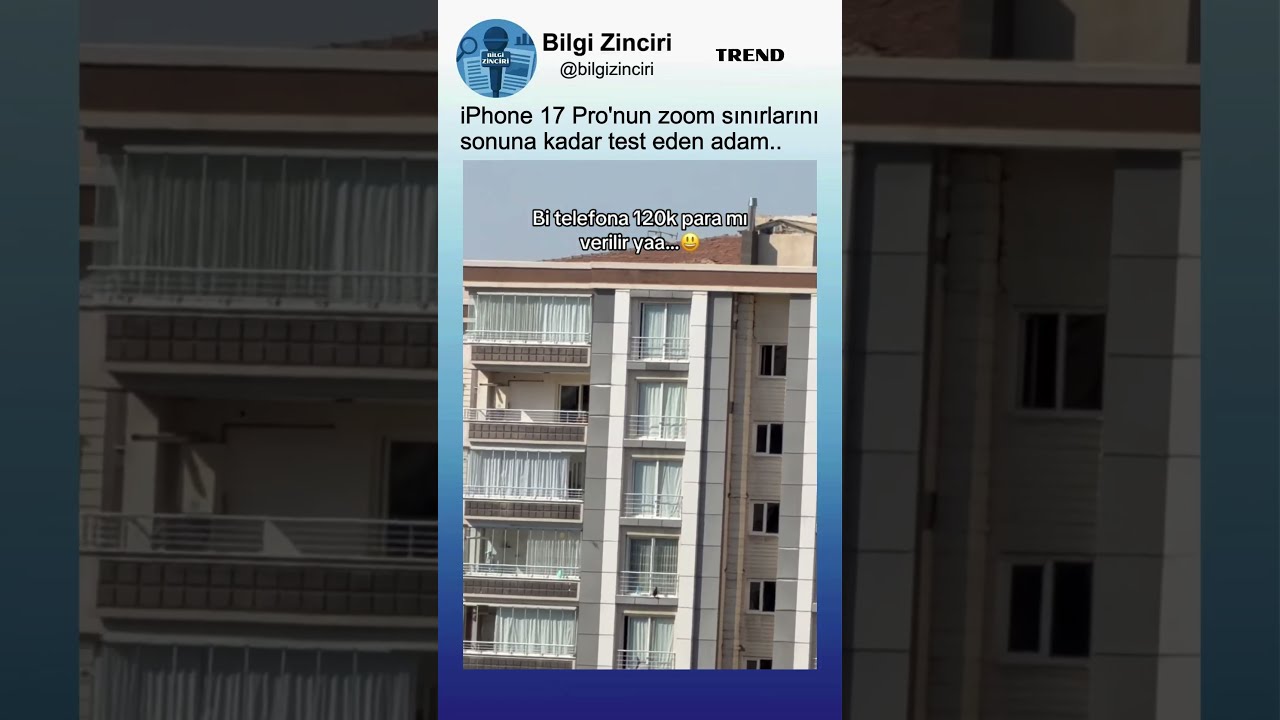 iPhone 17 Pro ile ne kadar yakınlaştırma yapılabildiğini gösteren adam. 📸👀