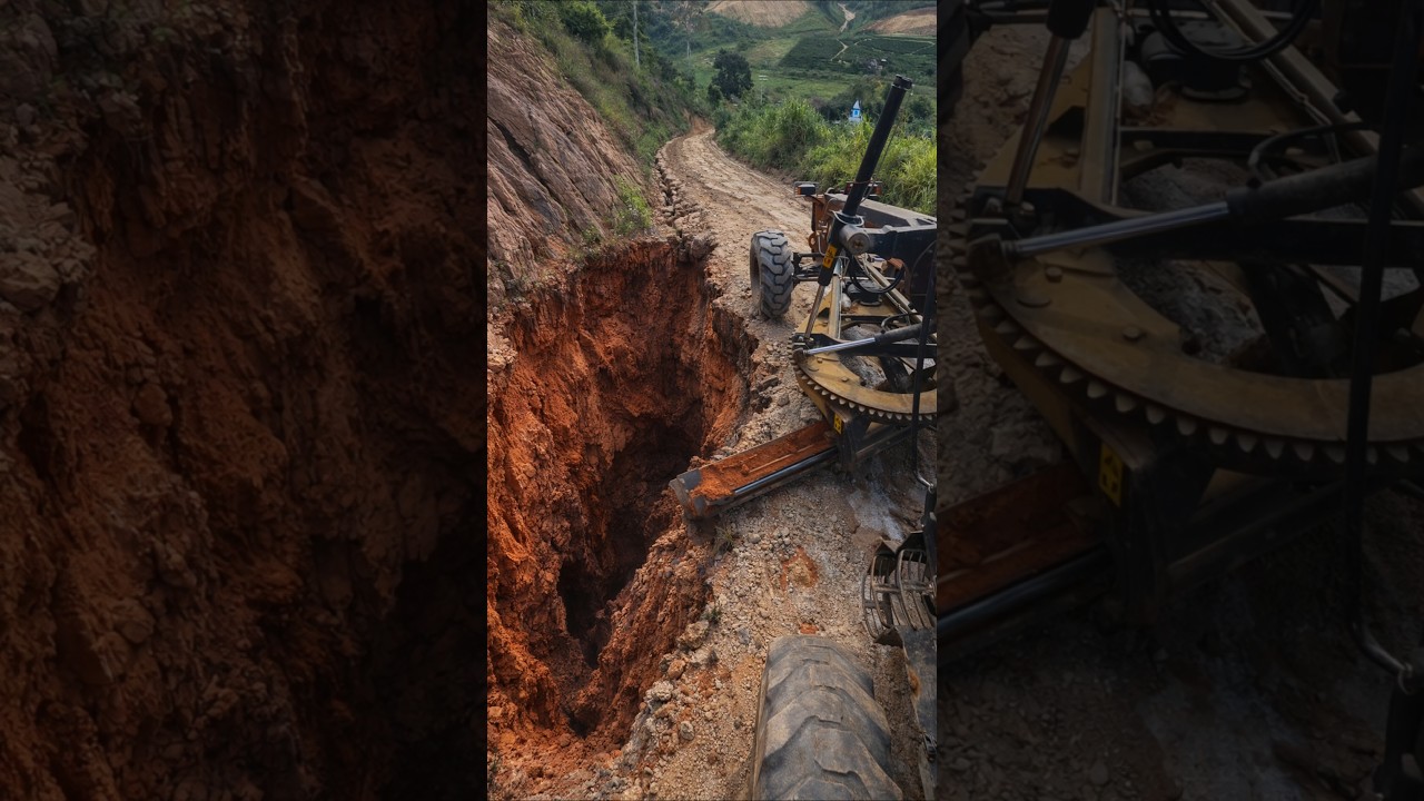 Motoniveladora tapando erosões no pé do barranco. #motoniveladora  #operador #shortvideo
