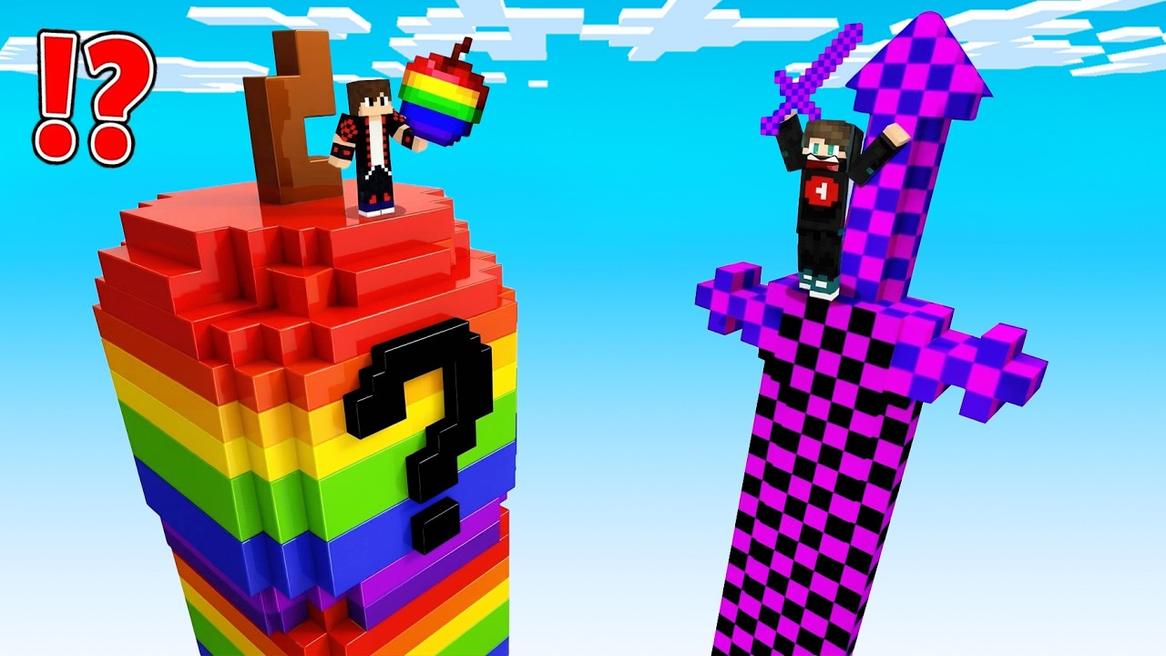 ماين كرافت : حـرب ابراج الحظ ولكن برج سيف الأيرور ضد برج تفاحة الرينبو !!؟ 🔥😱