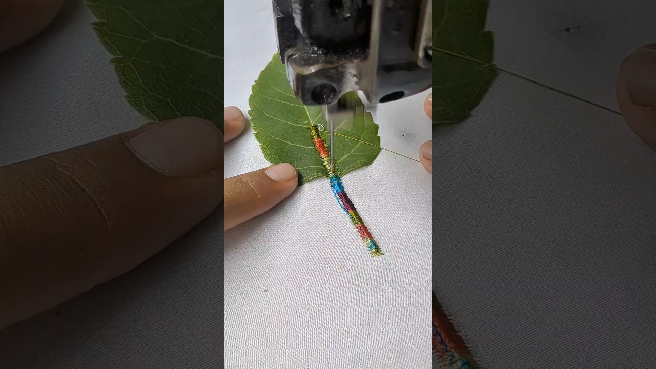 A Leaf Becoming Art With Colorful Thread#embroidery #leafart #art #handembroidery