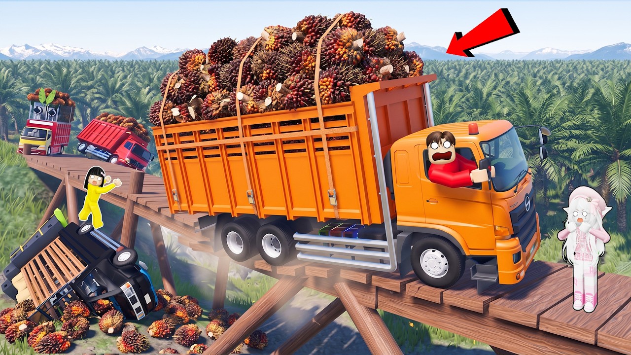 Yuta Ajak Mio Baby Celine Kerja Antar Sawit Naik Truk Oleng, Jatuh Ke Jurang? | ROBLOX