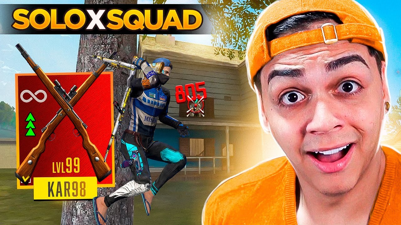 MAXIMIZEI DUAS KAR98 NO NÍVEL 99 E ESSE FOI O RESULTADO SOLO VS SQUAD!! FREE FIRE