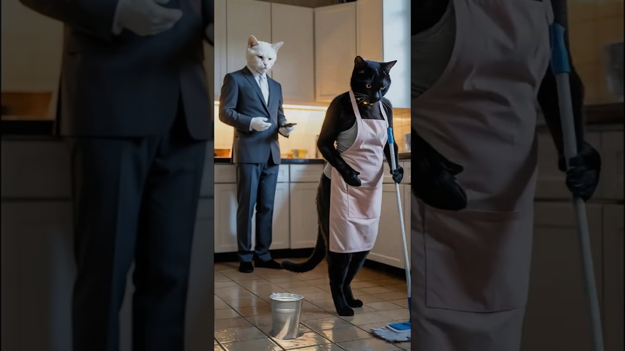 القط😼 مياو بينقذ مامته من ابو الشرير😓💔 و النهاية غير متوقعة😱 #shorts #cat #funny #aiart #ai