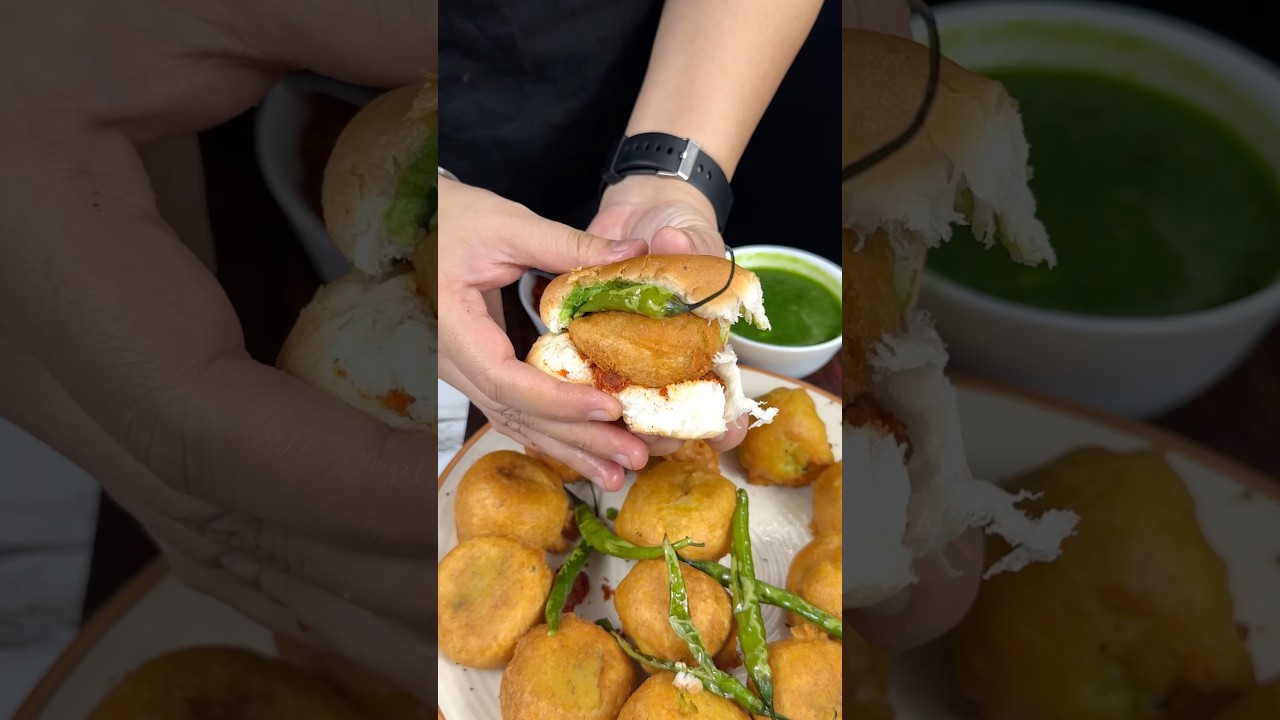 Mumbai Style Vada Pav With Garlic Chutney ASMR Cooking || #shorts #asmr #recipe #vadapav #streetfood