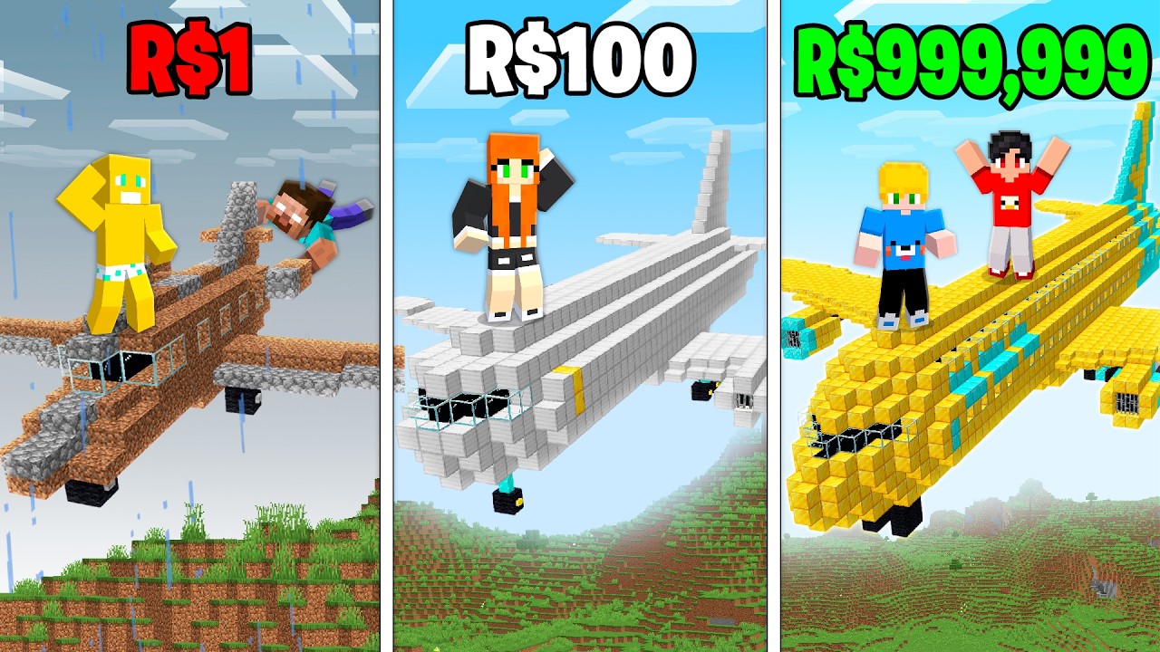 Desafio do Avião de POBRE vs MILIONARIO no minecraft