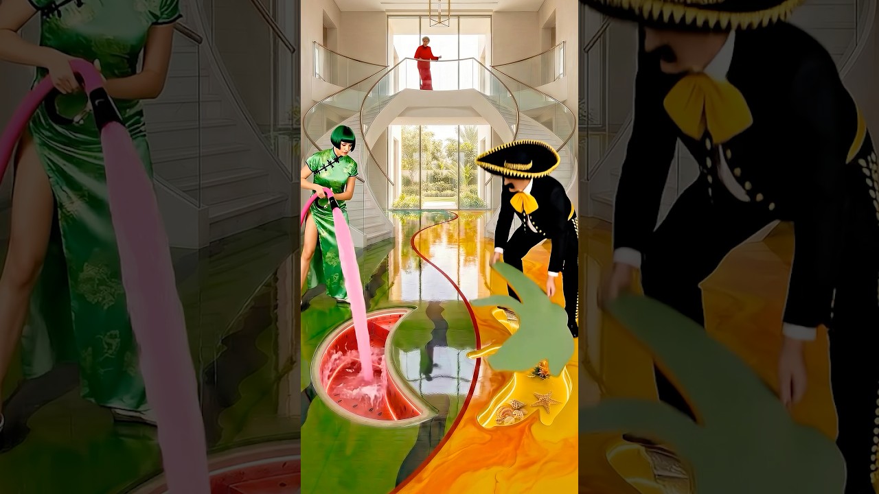 This Double-Layered Floor is Incredible 😱🍉🍌 Luxury Banana and Watermelon Epoxy Floor 😍 #diy