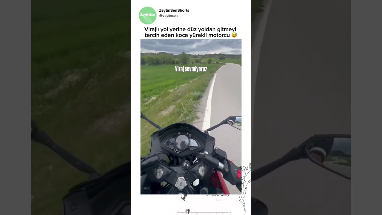 Virajı dönmeyi unutan motorcu 😅