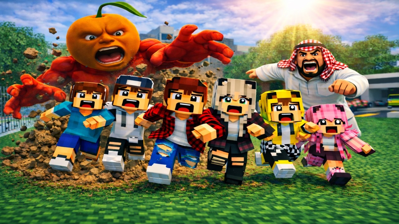 ماين كرافت لكن جيجي وعبوسي وكعبول انقذوني من المعضل رأس البرتقالة 😱😨 #فلم_ماين_كرافت