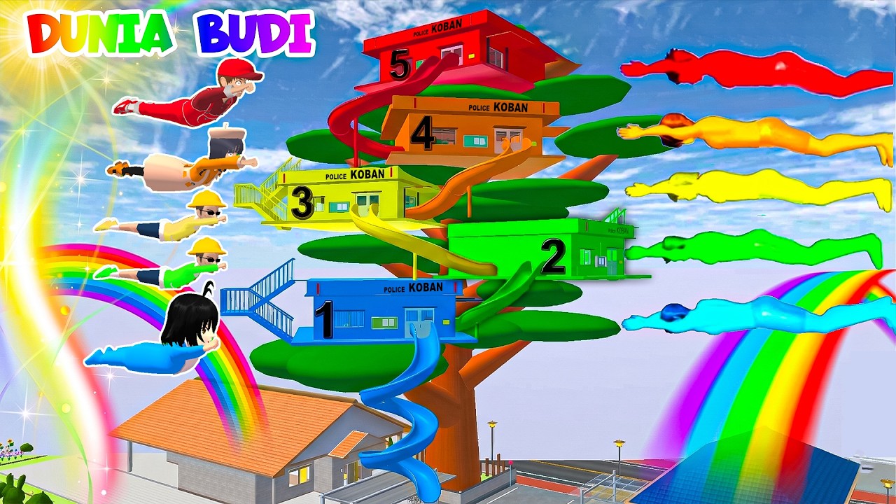 Wow! Yuta Mio Buat Markas Polisi Warna Warni Diatas Pohon | Mio Panik Kota Diserang Raksasa Rainbow😱