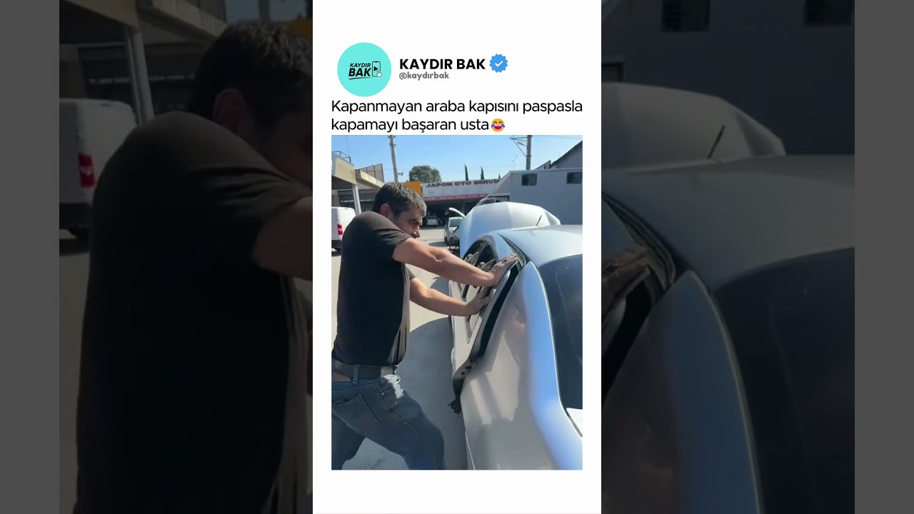 Kapanmayan araba kapısını paspasla kapamayı başaran usta😂