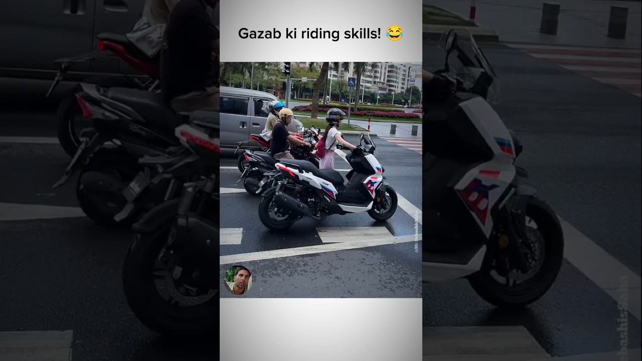 Gazab ki riding skills! 😂 #shorts #funny #reaction #trending #video #bike #rider #viral #shortsfeed