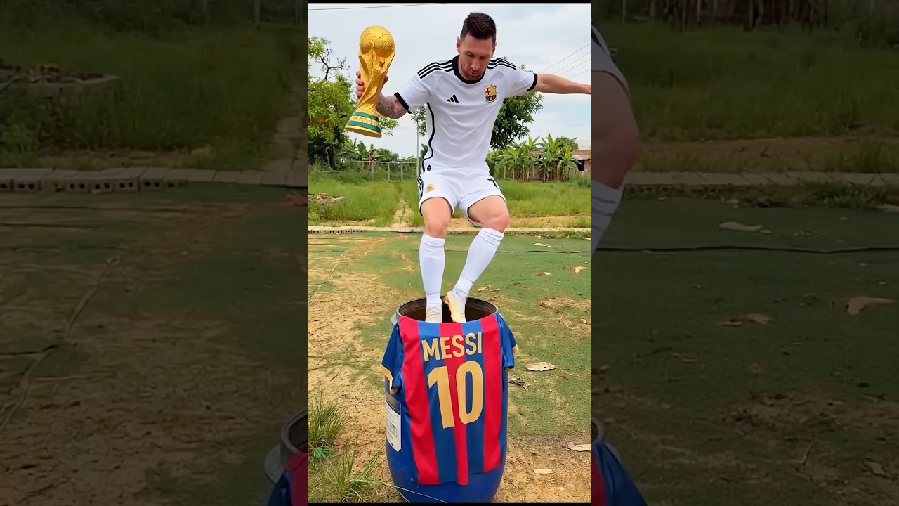 Messi Wins the 2026 World Cup Trophy.Then Suddenly Runs for His Life!🏆#trending #shorts #viralvideo