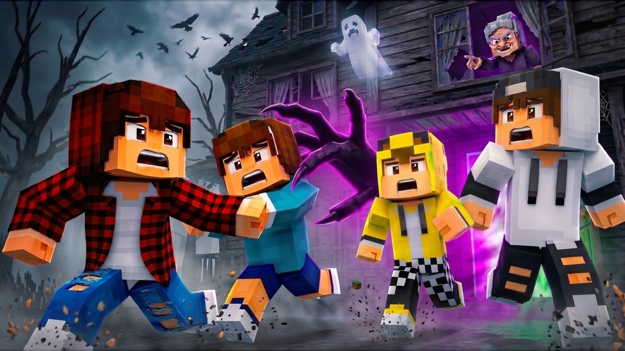 ماين كرافت لكن دخلنا بيت الاشباح انا وعبوسي وجيجي وكعبول وانحبسنا داخله 😭🔥 #فلم_ماين_كرافت